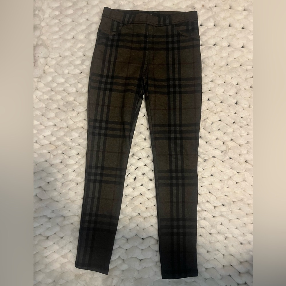 Sanctuary Plaid Skinny Workwear Pants - Dark Brown and Black